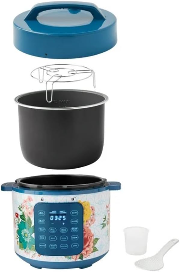 The Woman 6-Quart Electric Pressure Cooker with Touch Control Display & Locking Lid,Multi-Use,Keep Warm, Tempered Glass Lid (Fancy Flourish)