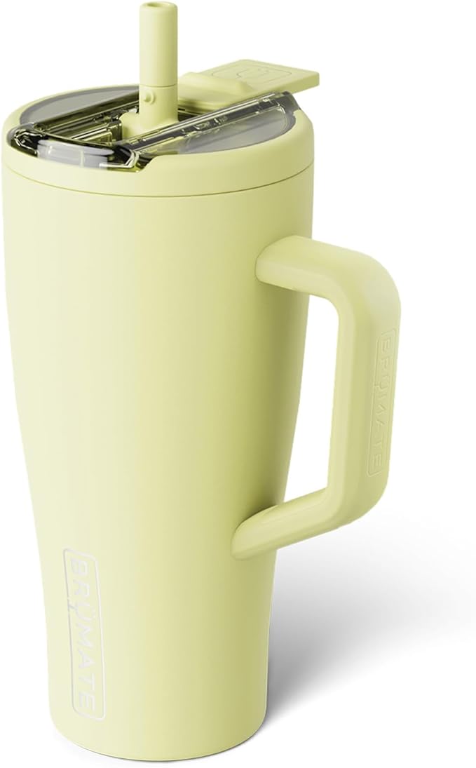 BrüMate Era Flip 30oz Tumbler with 100% Leakproof Covered Straw Lid | Hygienic Covered Straw | Insulated Stainless Steel Water Bottle with Handle | Cup Holder Friendly | BPA-Free (Prickly Pear)
