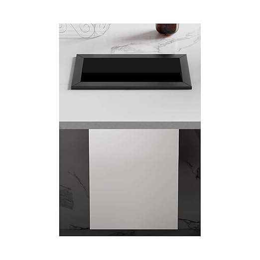 Embedded Countertop Trash Can, Stainless Steel Kitchen Trash Can, Built-in Countertop Trash and Waste Chute, Square Built-in Countertop Trash Can Grommet,Black Set