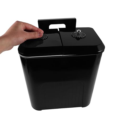 BESTOYARD Kitchen Trash Can Dual Compartment 9l Black Plastic Waste Basket with Lid for Bathroom Cabinet Hanging Compost and Recycling Bin Indoor Home Use