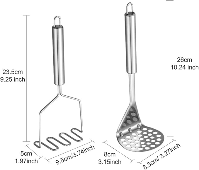 2 Pcs Potato Masher,Stainless Steel Mashed Potato Masher,Efficient Mashing Tool,Heavy Duty Wire Type Masher,Kitchen Masher Tool for Potato,Avocado,Fruits,Vegetables,Easy to Clean