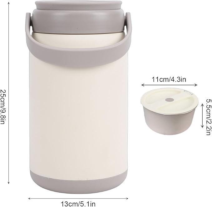 Insulated Food Jar, 304 Stainless Steel Portable Vacuum Hot Food Lunch Box for Adults Students Kids, Leakproof Bento Box Container for Camping Hotel, Wide Opening (Grey 4 Compartment)