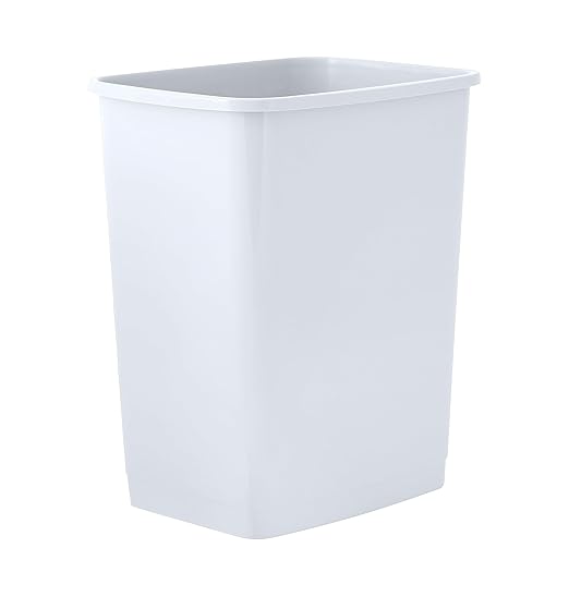Superio Kitchen Trash Can 9 Gallon Slim Unlidded Waste Bin Only 37 Qt Durable Plastic, Fit Small Spaces, Office, Bathroom, Under Counter (White)