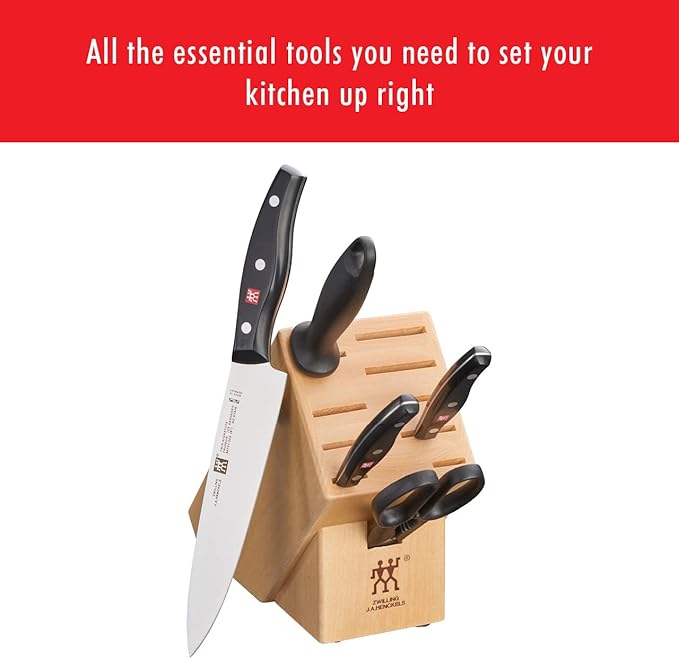 ZWILLING Twin Signature 6-Piece Razor-Sharp German Knife Block Set, Made in Company-Owned German Factory with Special Formula Steel perfected for almost 300 Years, Dishwasher Safe