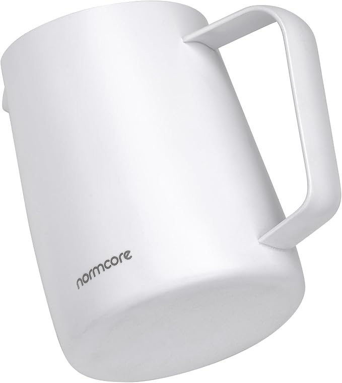 Normcore Milk Pitcher with Sharp Spout - Espresso Steaming Pitcher - Milk Frothing Jug - Espresso Barista Tool - Non-stick coating White - 20.3 oz (600 ml) (Pack of 3)