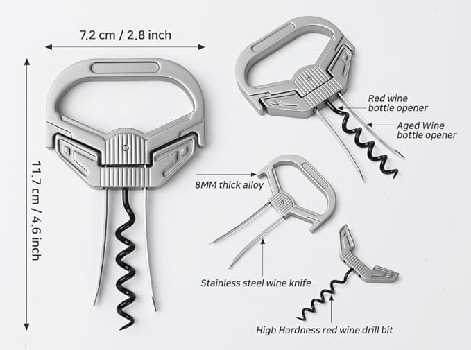 Professional Wine Opener for Vintage Bottles - Hybrid Corkscrew & Ah-So Cork Puller Set, 304 Stainless Steel Two-Prong Remover for Fragile Old Corks, Recognized by Sommeliers