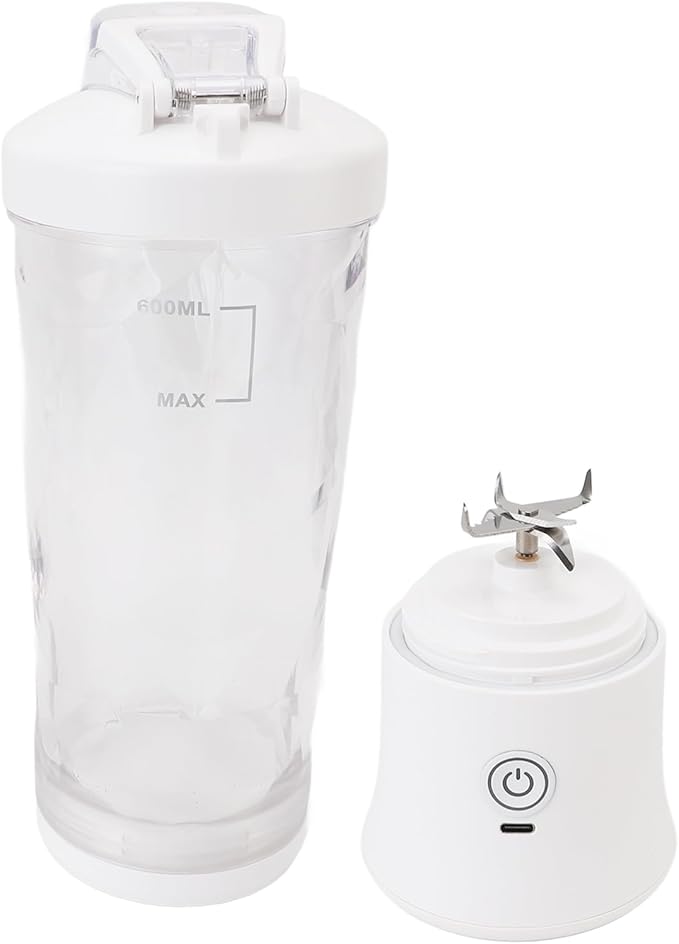 600ml Portable Blender with RGB Light,USB C Rechargeable Juicer Cup for Gym & Travel,18000RPM Stainless Steel Electric Fruit Mixer