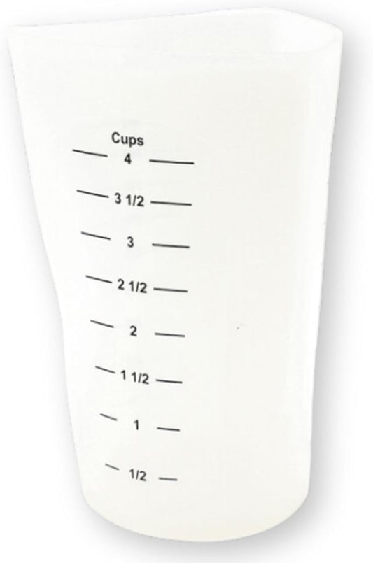 TableCraft HSMC34 Flexible Measuring Cup, 4 Cup, Silicone, 3-Sided Design with Measurements in Cups, Ounces, Milliliters, Ergonomic Grip, Heat Safe to 450°F, Microwave and Dishwasher Safe