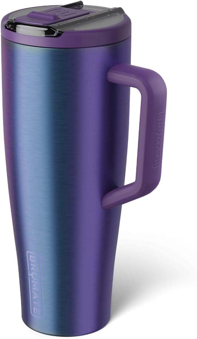 BrüMate Era Flip 40oz Tumbler with 100% Leakproof Covered Straw Lid | Hygienic Covered Straw | Insulated Stainless Steel Water Bottle with Handle | Cup Holder Friendly | BPA-Free (Dark Aura)