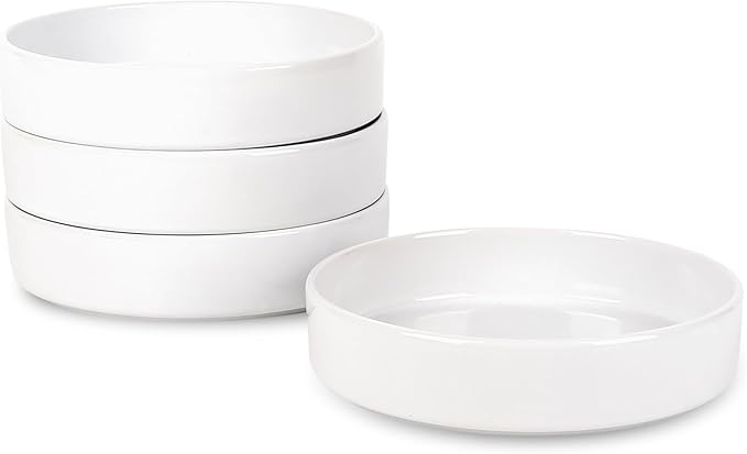 Stone Lain Celina Stoneware Bowl Set, 4-Piece Pasta Bowls for Kitchen, Ceramic Serving for Noodles, Fruit, Cereal, Dinner - Microwave & Dishwasher Safe, White