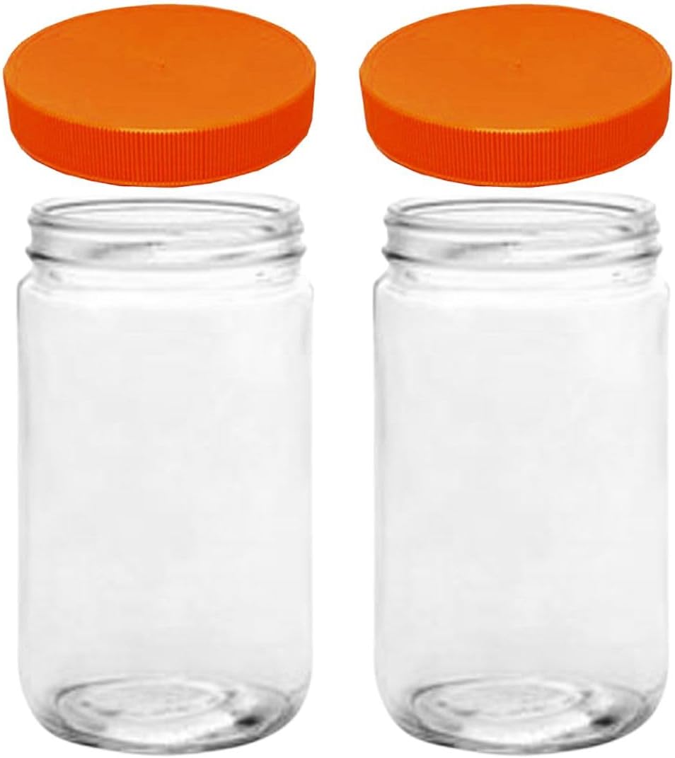 JARMING COLLECTIONS Mason Jars 32 Oz Extra Wide Mouth Glass Jars with Lids - Storage Glass Jars 32 oz with Lids - Quart Container with Lids - Made in the USA (Set of 2)