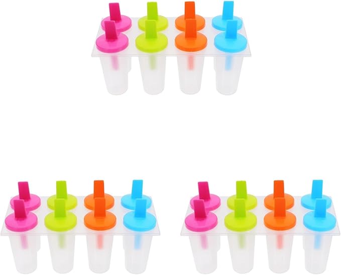 DOITOOL Ice Pop Molds for Kids and Adults Reusable Diy Maker Easy Release Plastic Ice Cream Mold with Lid 2.95X4.72X1.57In Perfect for Summer Treats and Parties