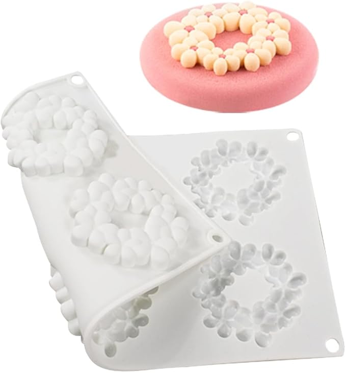 6-Cavity Flower Shape 3D Silicone Mold for Baking Cakes Mousse Dessert Pastry Mold Cake Decoration Cheesecake Ice Cream Mould (Cloud Flower M_11.84 X7 X0.32 inch)