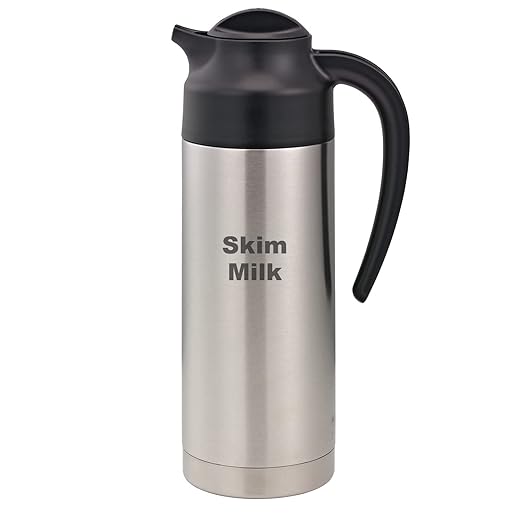 Service Ideas S2SN100SMET Steelvac Carafe,"Skim Milk" Etched, 1 L, Stainless Base