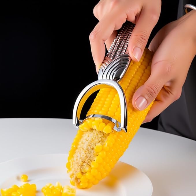 Duty Zinc Alloy Corn Stripper, Multi Function Corn Kerneler Creamer Tool Efficient Corn Peeler, Remover for Fresh Sweet Corn Vegetables Fruits
