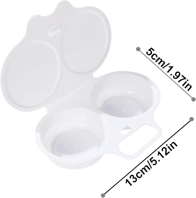 2 Pcs White Egg Poacher, Microwave Egg Boiler Poacher, 2 Cavity Nonstick Poached Egg Maker With Lid, Egg Poacher Microwave Egg Cooker, Double Drain Poached Egg Cups Cookware（13 * 5cm）