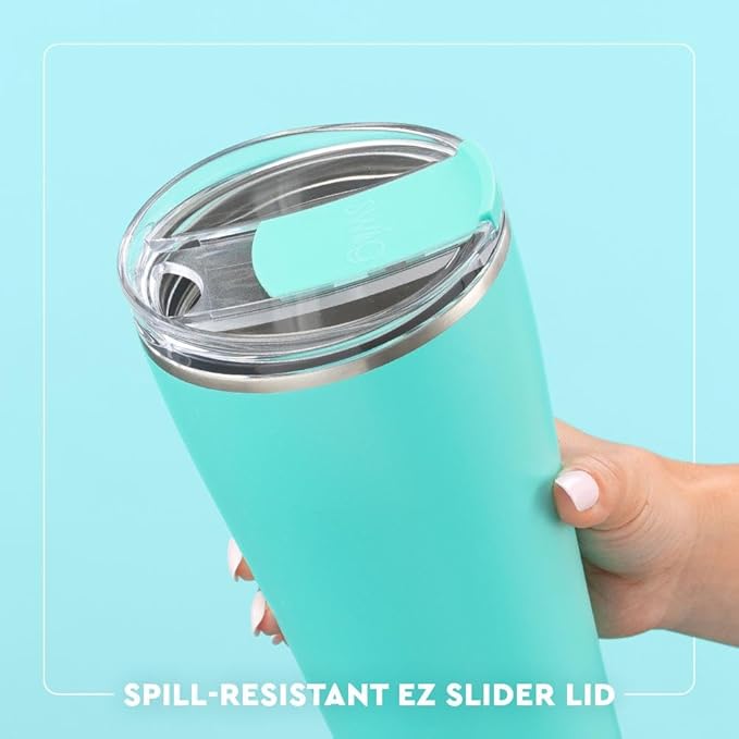 Swig Life 32oz Insulated Tumbler, Travel Coffee Tumbler with Lid, Cup Holder Friendly Travel Coffee Mug, Stainless Steel, 32 oz, Reusable Insulated Mug with Lid (Melon Slice)