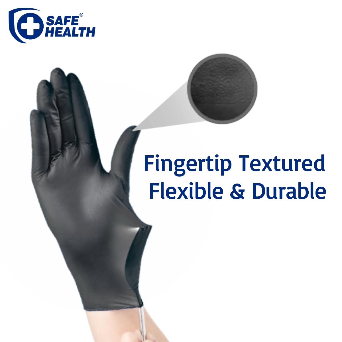 SAFE HEALTH Nitrile Black Industrial Disposable Gloves-XL 3.5 Mil Box of 90 Powder Free-Latex Free Tattoo-Beauty Salon-Hair Nail Studio-Auto Repair-Car Maintenance-Household-Daily