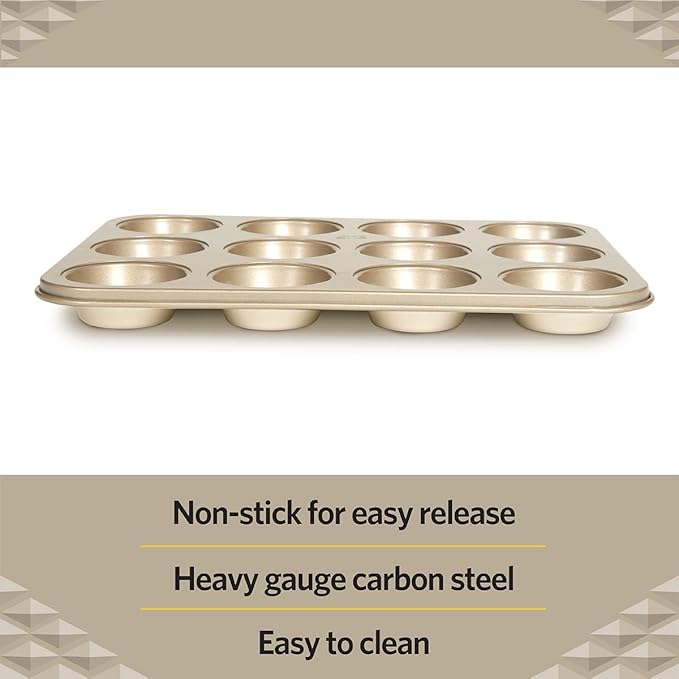 Glad Mini Muffin Pan Nonstick - Heavy Duty Metal Cupcake Tin with Small Baking Cups, Mini 12-Cup