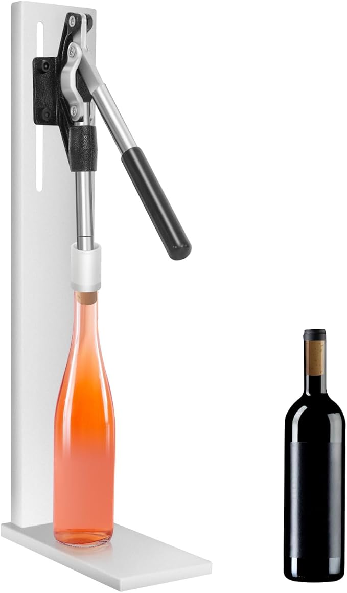 Wine Bottle Corker Press, Stainless Steel Manual Corker Cork, Bottle Capper for Bottling, Wine Bottle Inserting Stopper Tool with 2 Pom Heads for Wineries, Bars, and Restaurants
