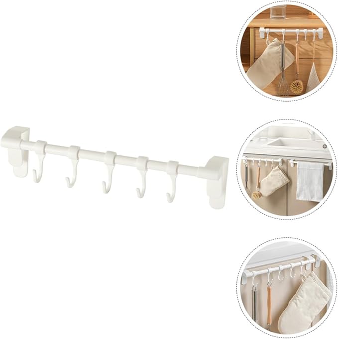 Zerodeko Cabinet Kitchen Utensil Hooks 5pcs Heavy Duty White Storage Rack Hanging Multi-Function Holder for Cabinet and Towel Organization