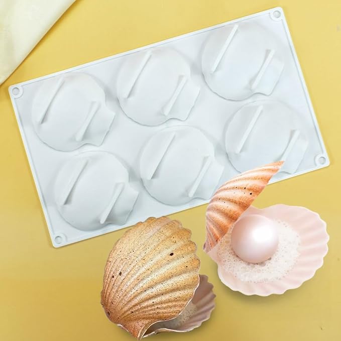 Cake Mold Shell Shaped Silicone Baking Cookie Biscuit Mold DIY Bakeware Pan Mould Kitchen Accessories (Shell J_11.8 X6.8 X1 inch)