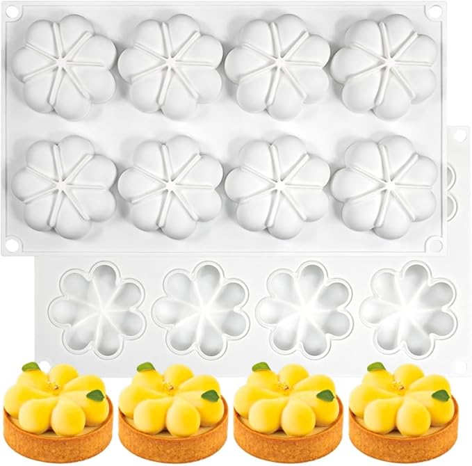Flower Donut Silicone Mold Fondant Cake Mold DIY Chocolate Baking Tools Cake Decoration Accessories Bakeware (Flower A_11.8 x6.88 x0.8inch)