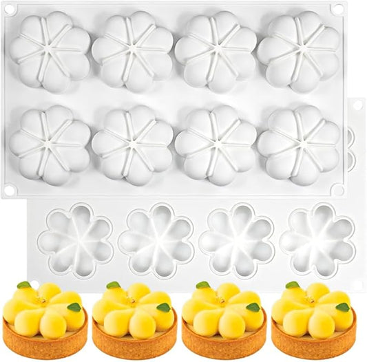 Flower Donut Silicone Mold Fondant Cake Mold DIY Chocolate Baking Tools Cake Decoration Accessories Bakeware (Flower A_11.8 x6.88 x0.8inch)