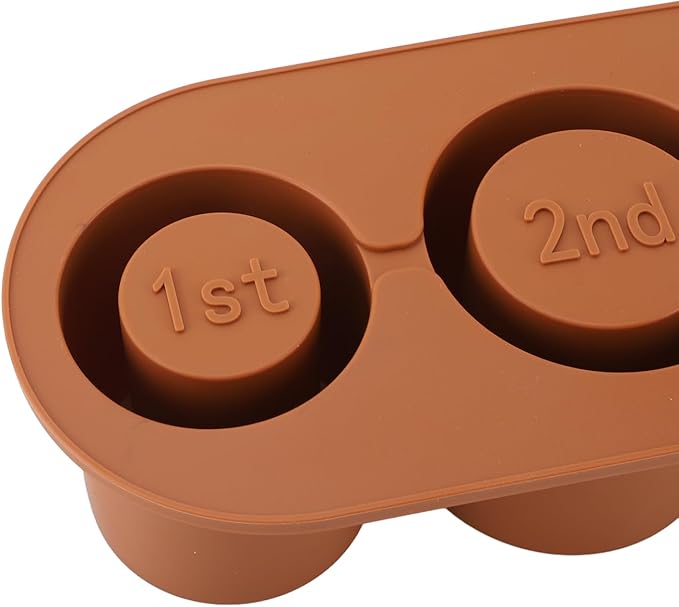 Silicone Ice Cube Tray, Spill Hollow Cylindrical Ice Tray, Easy Release, Safe, Large Capacity, Removable Lid, Reusable for Freezer (Brown)