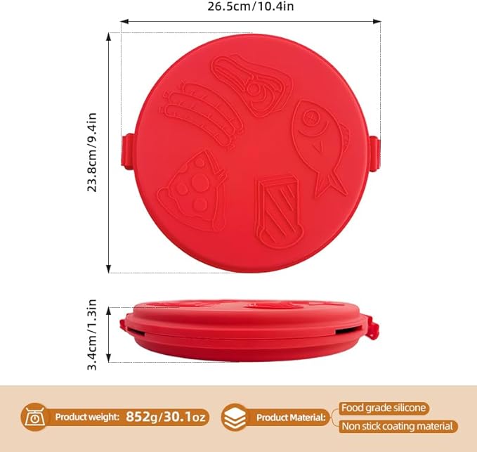 9.5inch 5-in-1 Microwave Grill Pan,Grilled Cheese,Large Toastie Sandwich Maker,Pizza Crisper,Crispy Bacon& Toaster, Non-stick Griddle,Easy to Cook &Clean,Dishwasher Safe,School Dorm/Home/Office