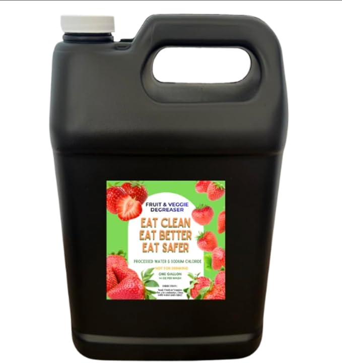 Fruit & Veggie Degreaser Wash, Removes Dirt, Wax and Pesticides, 128 oz, Processed Water & Sodium Chloride