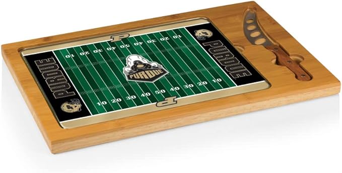 PICNIC TIME NCAA Icon Glass Top Cutting Board & Knife Set, Cheese Boards Charcuterie Boards, Serving Platter, (Parawood & Bamboo)