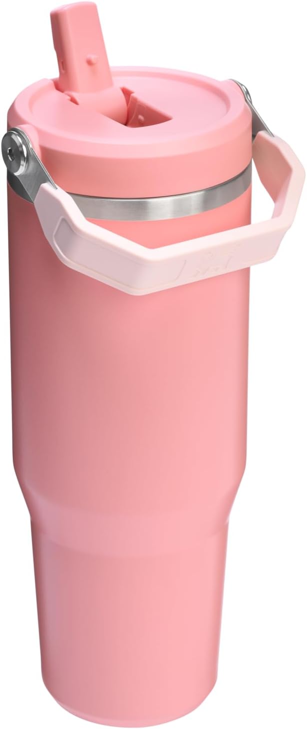 STANLEY IceFlow 2.0 Flip Straw Tumbler with Handle 30 oz | Twist On Lid and Flip Up Straw | Leakproof Water Bottle | Insulated Stainless Steel | BPA-Free | Pink Mesa