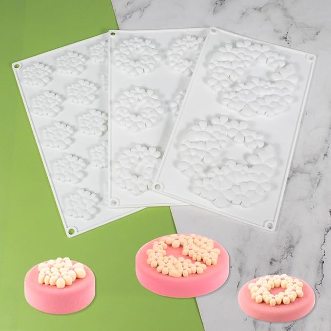6-Cavity Flower Shape 3D Silicone Mold for Baking Cakes Mousse Dessert Pastry Mold Cake Decoration Cheesecake Ice Cream Mould (Cloud Flower M_11.84 X7 X0.32 inch)