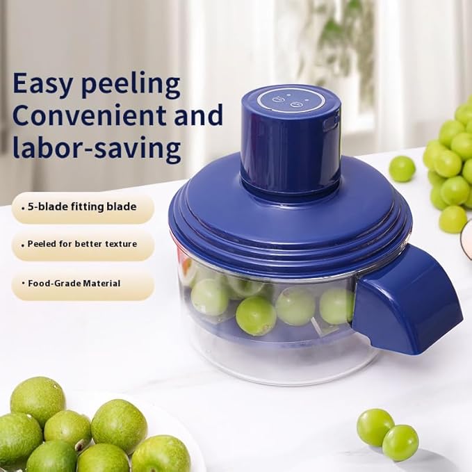 Automatic Fruit and Vegetable Peeler Machine – Electric Grape, Garlic & Tomato Peeler, Peel Fruit Machine for Kitchen, Rechargeable Wireless, Easy Clean(Blue)