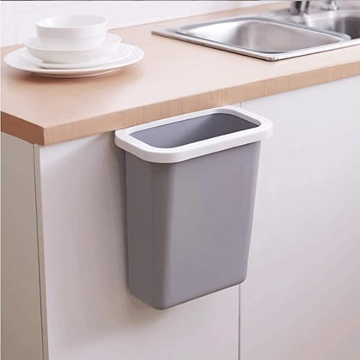 Trash Cans Hanging Waste Bin Under Kitchen Sink,Plastic Dustbins Over Cabinet Door with Top Ring to Fix Garbage Bag Outdoors and Home(White)