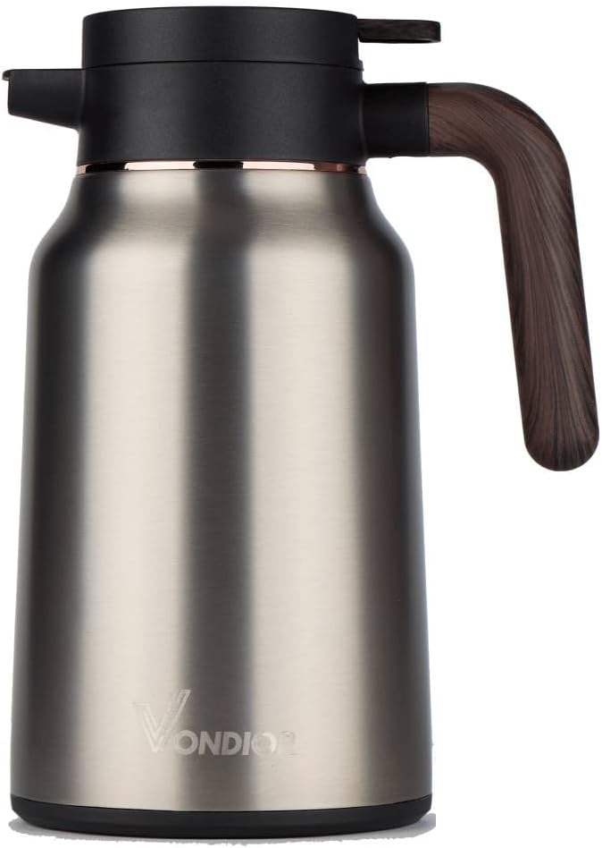 Vondior Coffee Carafe 65oz - 36 Hours Thermal Coffee Thermos- Insulated 304 Stainless Steel Hot Beverage Dispenser - Coffee Carafes For Keeping Hot/Cold Coffee, Tea, Water, Drink Dispenser for Parties