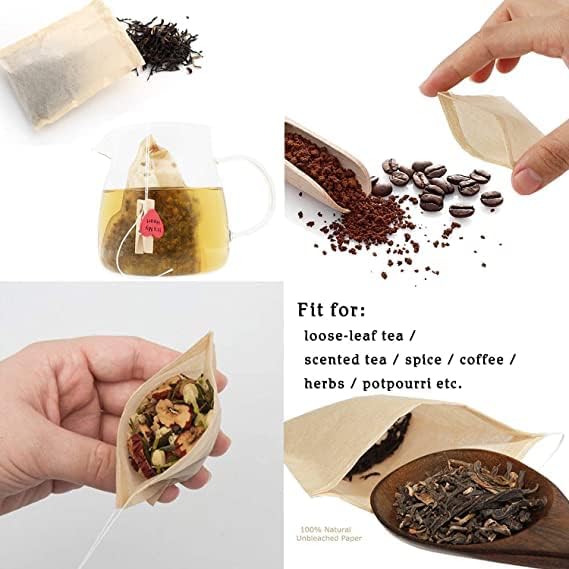 NEPAK 600 Pcs Disposable Tea Filter Bags for Loose Tea,Drawstring Empty Bag for Loose Leaf Tea,with 100% Natural Unbleached Paper(2.76 x 3.54 inch)