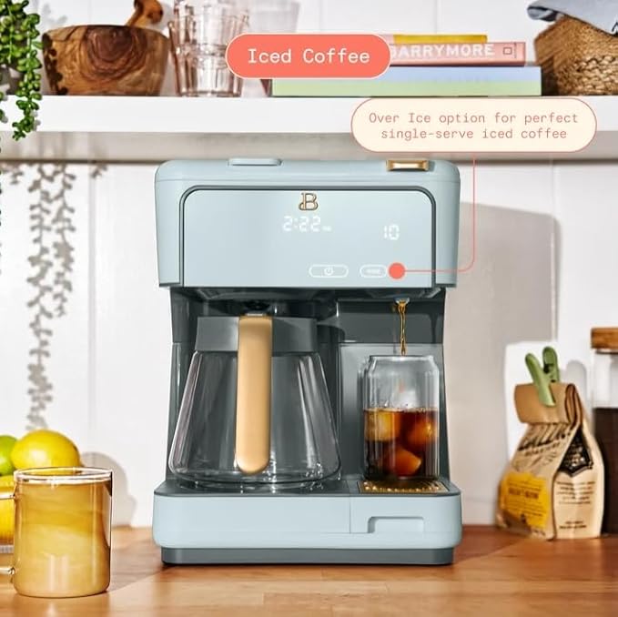 Beauti Multi Brew 12 Cup Programmable Drip & Single Serve Coffee Maker, Versatile Brewing (6oz, 8oz, 10oz, 12oz, 14oz), Pods or Ground, Over Ice option, Keep Warm mode (Hydragea)