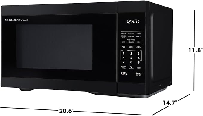SHARP Countertop Microwave Oven with Removable 12.4" Carousel Turntable, 1000 Watt, 1.1 Cubic Feet, Black