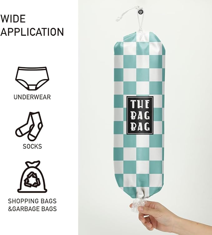 Plastic Bag Organizer, Blue And White Checkerboard Style Plastic Bag Storage,for Home Kitchen Travelling Camping Decor, use 1 Pack,Blue And White Checkerboard Pattern