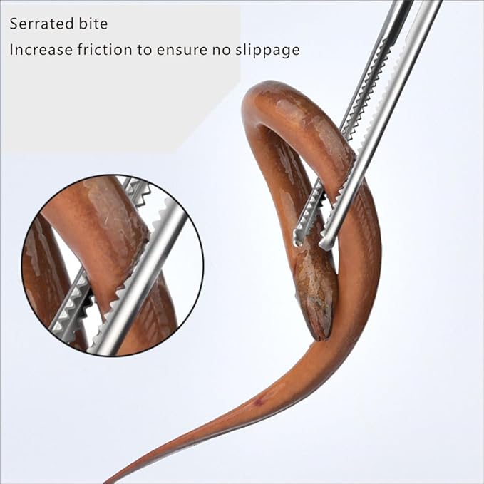 2 Piece Stainless Steel Crab Tong Eel Clamp Tong for Reptile Feeding Snake Charcoal Trash Pick - Up Seafood Picking for Low Tide