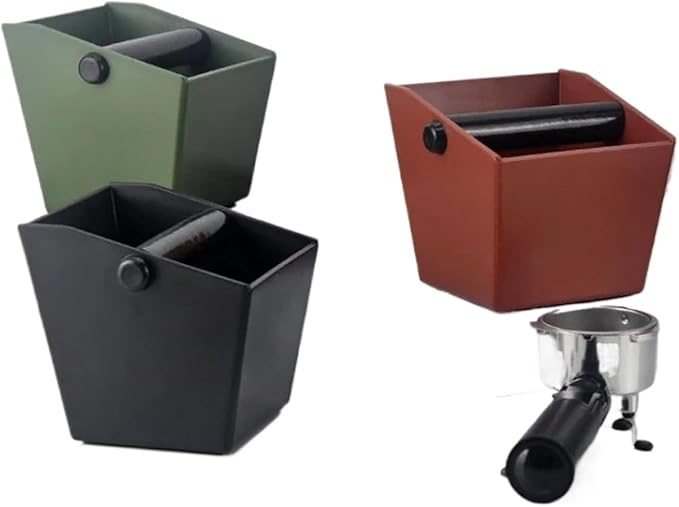 Coffee Knock Box Grounds Container ABS Bucket Anti Slip Powder Beveled Residue Barista Accessories Maker Tools(Black)