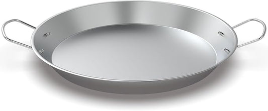 Stainless Steel Pan with 2 Handles, 18.5in Round Grill Griddle for TIKI Solo Stove Cuisinart Fire Pit Kamado Charcoal Grill Weber Kettle and More, Oven and Induction Safe for Indoor & Outdoor Use