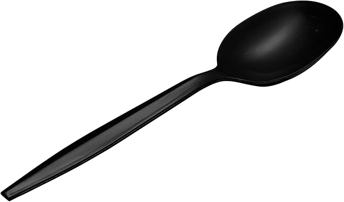1,000 Plastic Disposable Soup Spoons Bulk Black Medium Weight Disposable Silverware Plastic Cutlery Spoons