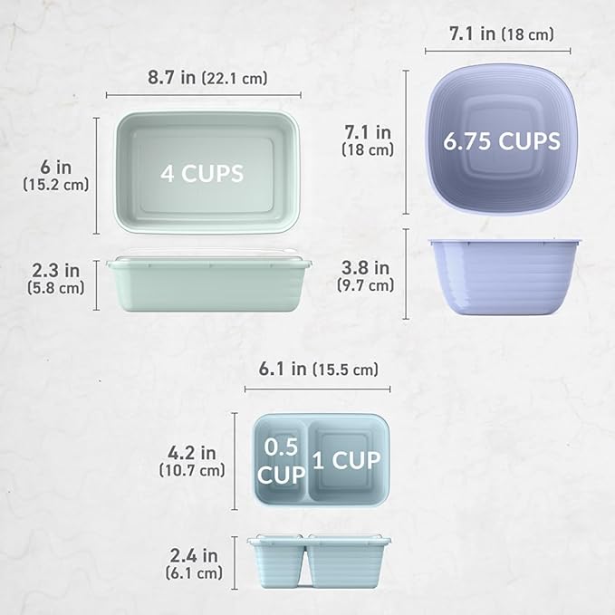 Bentgo Prep 60-Piece Variety Meal Prep Kit - Reusable PFAS & BPA-Free Food Containers 1-Compartment Trays, Prep Bowls, & Snack Boxes - Microwave, Freezer, & Dishwasher Safe (Floral Pastels)