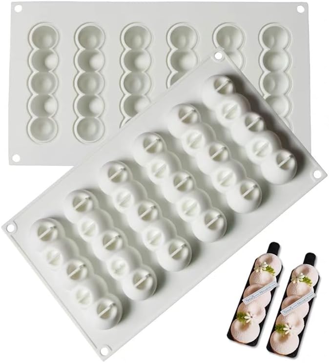 3D Long Strip Flower Shape Eclair Silicone Baking Mold for Mousse Cake,French Dessert Mold for Pastry Chocolate DIY Decoration(6 Cavity)