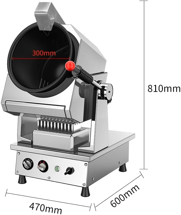 Automatic Stir Fry Machine Countertop Cooker with Water Spray & Drum Design – Natural Gas Smart 360° Cooking Machine Capacity 1.5L-9.3L,110V 100W (Sliver)
