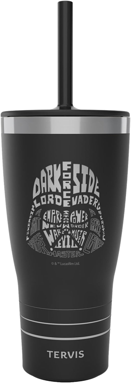 Tervis Traveler Star Wars - Darth Vader Wordle Triple Walled Insulated Tumbler Travel Cup Keeps Drinks Cold & Hot, 30oz with Straw Lid, Stainless Steel