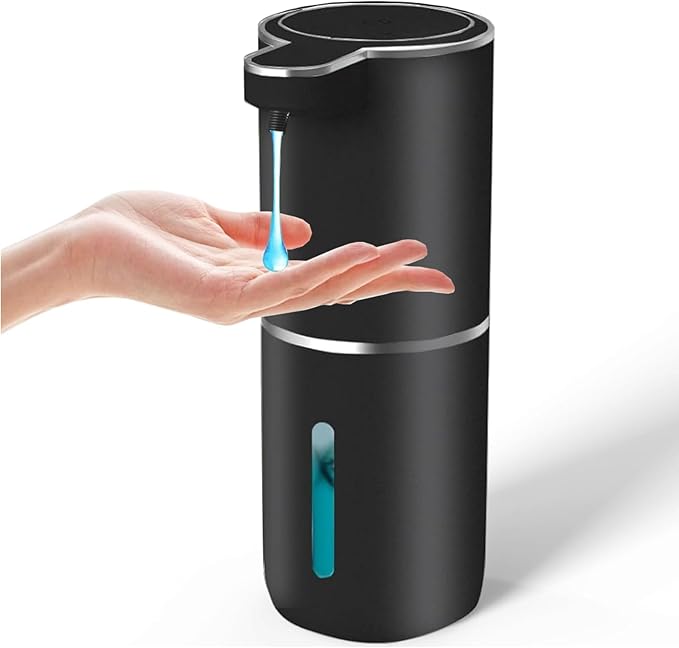 Automatic Liquid Soap Dispenser,Touchless Hand Soap Dispenser USB Rechargeabled Dispenser Electric,Wall Mounted 4 Levels Adjustable Dispenser Pump for Bathroom Kitchen Dish Soap Black